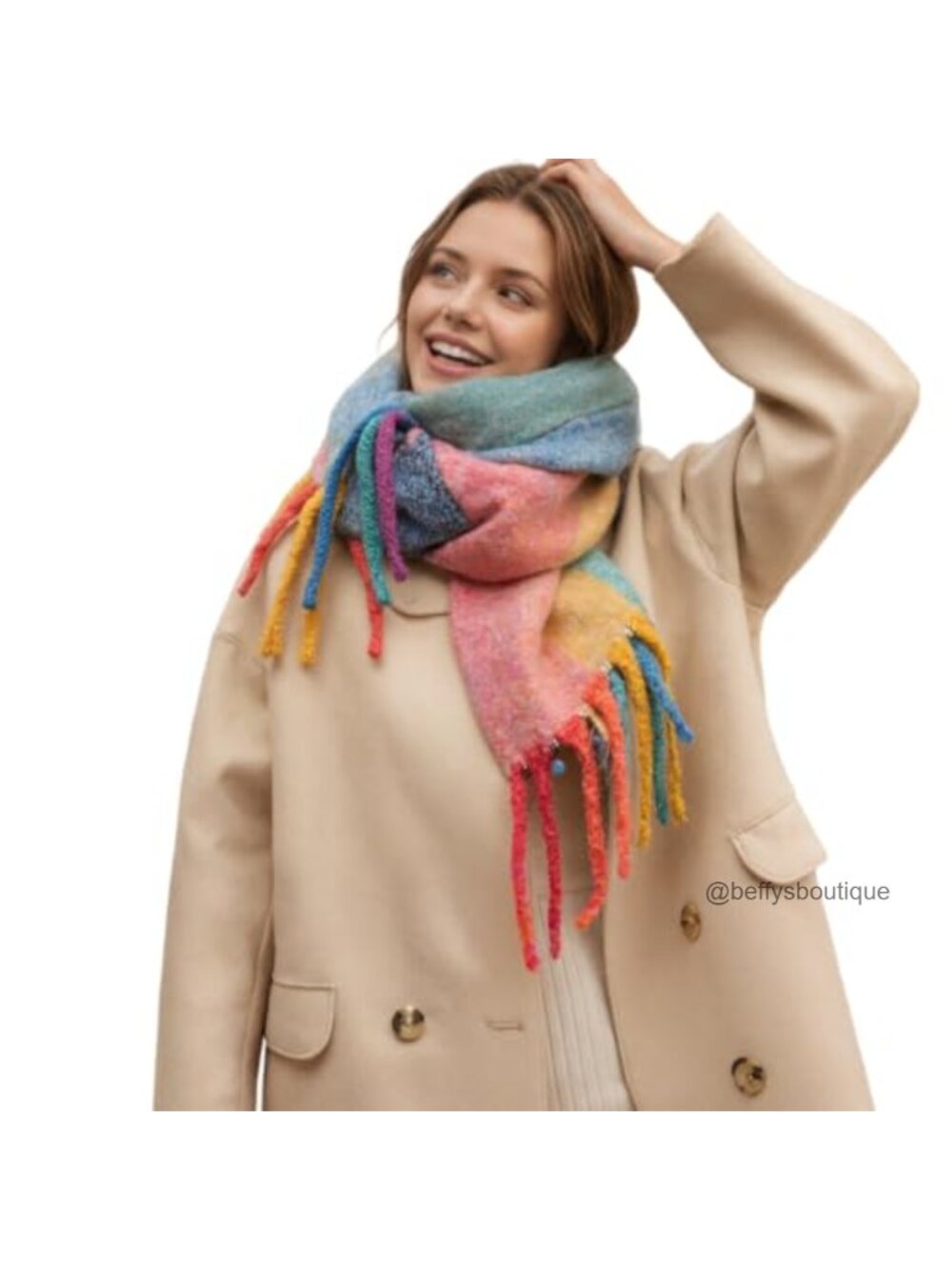 Oversized Plaid Blanket Scarf Warm Winter Wrap 100% Polyester